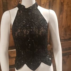 Black bead top sequin cache xs💕